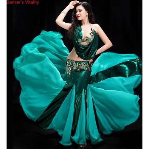 Women 2 piece of Performance of Belly Dancing Show in Costume Bra+fish Tail skirt Dance Cothing Belly dance competition Dress