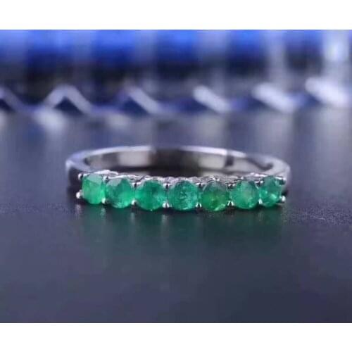 Elegant simple Small array Natural green emerald gem Ring S925 Silver Natural Gemstone Ring Womens party gift Rings Jewelry