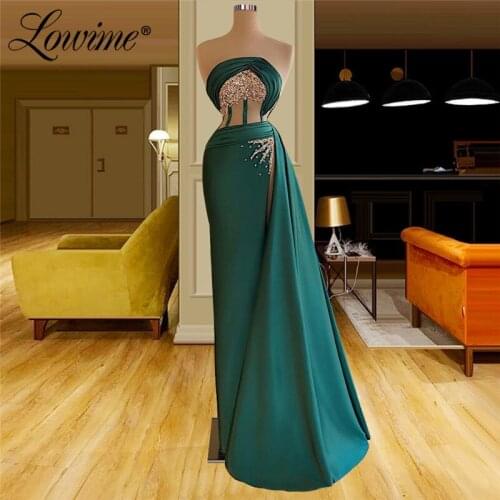Lowime Green Strapless Evening Dress Robe De Soiree Pageant Party Gowns Long Prom Dresses Aibye Wedding Party Dress Plus Size