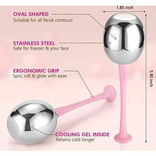 2PCS Ice Globes Facial Skin Care Tools for Women Face & Eyes Stainless Steel Face Beauty Cryo Roller Cooling Massage Spa Globes