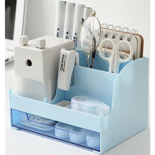 2021 ABS Desk Office Sharkbang Organizer Storage Holder Desktop Pencil Pen Sundries Badge Box Stationery Office School Supplies