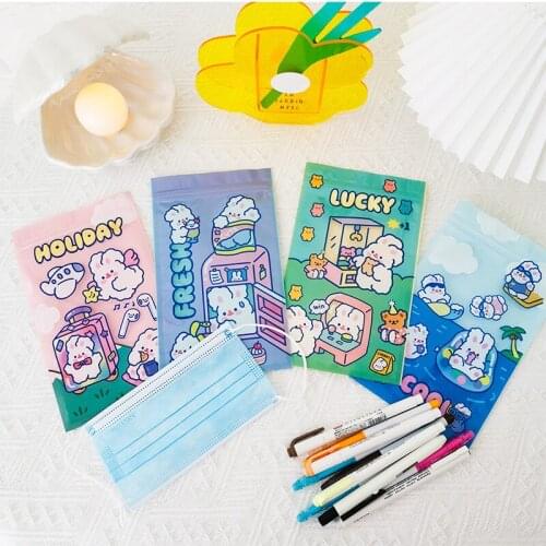 4pcs Cute Rabbit Packaging Ziplock Bag Snack Bag Pocket Storage Jewelry Bag Mask Dust Bag Travel Storage Gift Bag Organizer