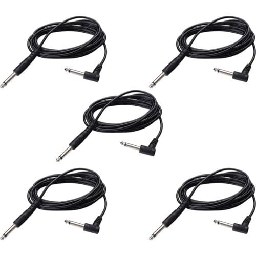 5Pcs Straight to Right Angle Guitar Cable, 10-Feet ,for Electric Guitar Electric B
