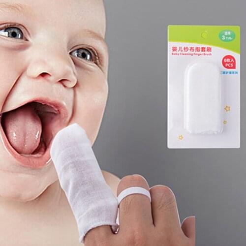6 Pcs Baby Mouth Wipes Cleaning Gauze Tooth Oral Brush Baby Oral Cleaning Gauze Finger Brushes