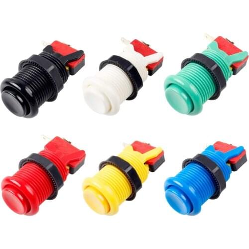 6x American Style Standard Arcade Buttons Switchable Happ Type 30mm Push Button 187" (4.8mm) terminal for Jamma Mame Kit Parts
