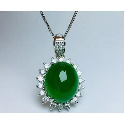 925 Sterling Silver Inlaid Pendant Natural Jasper Beautiful Charm Women Jewelry Jade