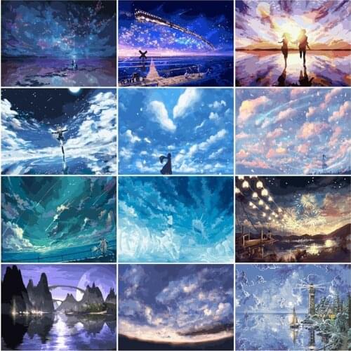 Full Square Round Drill 5D DIY Diamond Painting Sky Landscape Embroidery Handmade Home Decor Mosaic Scenic Modern Wall Arts