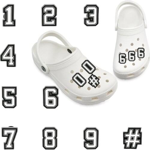 1pcs Numbers PVC Croc Shoe Charms Decorations Accessories Black & White Digital JIBZ Croc Charms Designer Bracelets Doctors Gift
