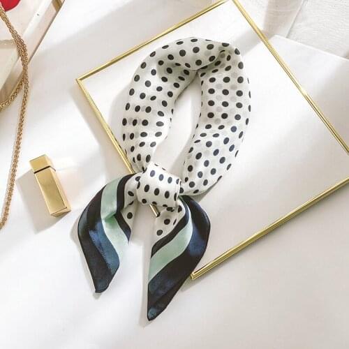 Aurdolf 2020 new scarf women silk square foulard ladys neck hair scarf women polka dot printed soft multifunctional hankerchief