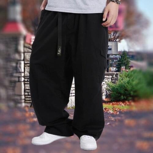 Mens Loose Baggy Belt Cargo Pants for Men Multi Pockets Hip Hop Military Tactical Pant Mens Streetwear Casual Wide Leg Trousers