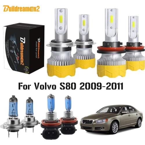 Buildreamen2 4 Pieces Car Headlight High or Low Beam + Fog Lamp H7 H11 LED Halogen Headlamp 12V For Volvo S80 2009 2010 2011