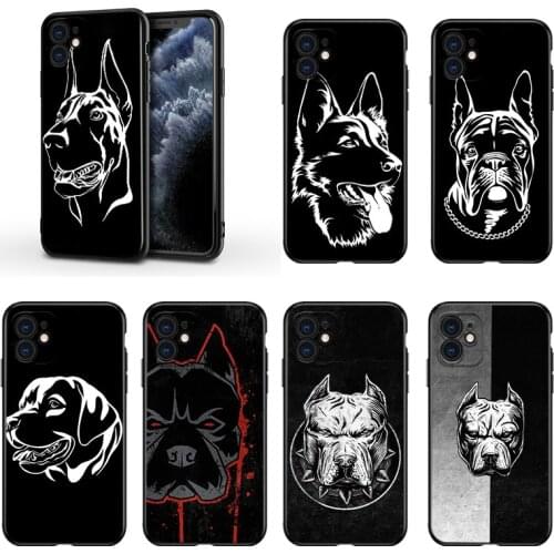 Cute Pitbull Dog Art For Apple iPhone 13 12 11 Mini XS XR X Pro MAX SE 2020 8 7 6 5 5S Plus Black Silicone Phone Case
