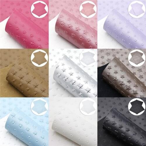 David accessories 20*34CM Sheepskin Pattern Texture Star Synthetic Leather Sheets DIY Faux Leather Fabric for Bows,1Yc10776