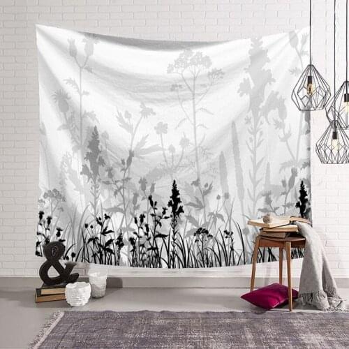Tapisserie Green Plants Flowers Nordic Ins Wall Decoration Tapestry Bedside Bedroom Background Cloth Cover Curtains Free Punch
