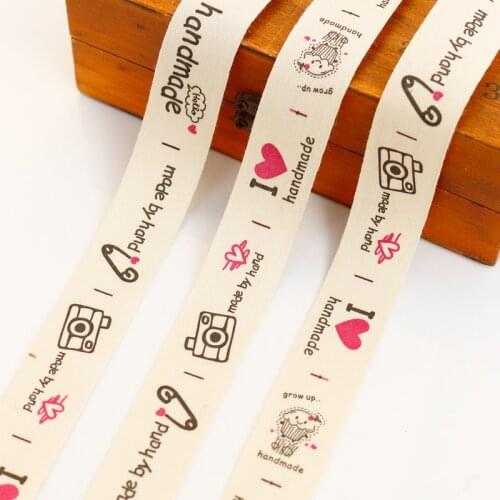 5Yards Handmade Printed Gift Wrap Webbing Craft Wedding Party Cotton Ribbon DIY Decoration Gift Packaging Accessories