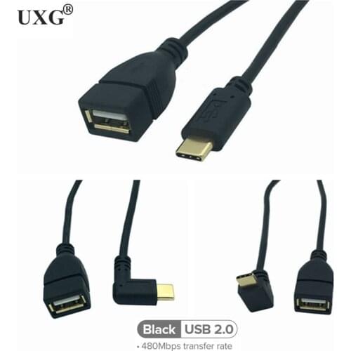 USB C Elbow 90 Degree to USB OTG Cable USB Type C Male to USB 2.0 Female Cable Adapter for MacBook Pro Samsung S9 Type-C Adapter