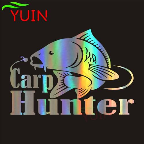 Personality Fishing Carp Hunter Fishing Car Sticker PVC Cars Shape Decorative Decals Waterproof Sunscreen Decal Reflective Laser