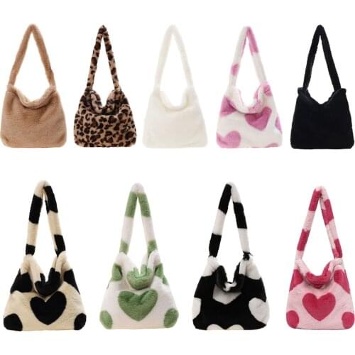 Small Plush Soft Crossbody Bags Underarm Shoulder Fluffy Lady Shoulder Handbags Female Simple Totes for Women 2021 Trend