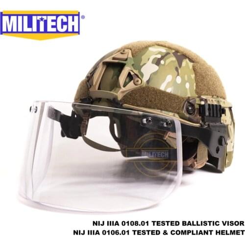 Militech Multicam OCC Liner NIJ 3A IIIA FAST Bulletproof Helmet and Visor Set Deal Ballistic Helmet Ballistic Bullet Proof Mask