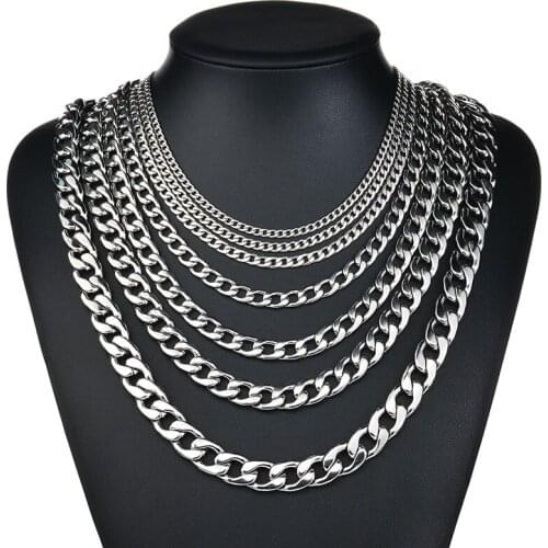 Mens Hip-hop Chain Menswear Punk Stainless Steel Cuban Brake Chain Necklace Rock Women Jewelry Best Friends Gift Steel Link