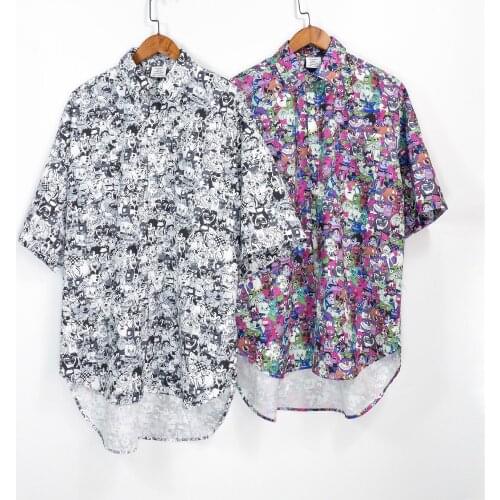 Vetements floral female couple loose street hip-hop trend shirt mens cotton letter printing