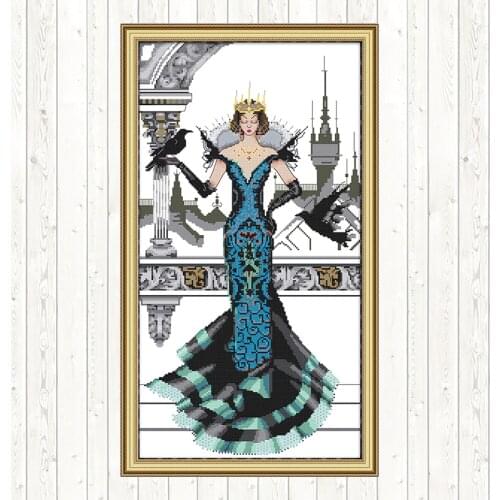 RAVEN-QUEEN Cross Stitch Embroidery Kit 14CT 11CT Counted Stamped Handmade DMC Cotton Thread Printed Canvas DIY Needlework Craft