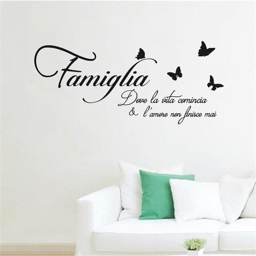 Family Wall Stickers Quotes Adesivi murali frasi famiglia amore decorazione per parete da muro Art Home Living Room Decor