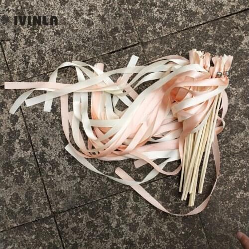 Newest 50pcs/lot coral and champage wedding wands with bell for wedding decoration