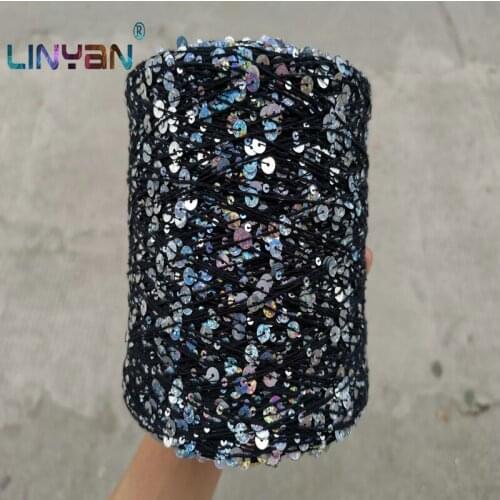 New 1 ball *250g 100% cotton yarn + 6mm and 3mm sequins Crochet yarn for hand knitting paillette sparkling colorful Threads ZL52