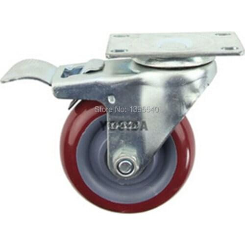 New 5'' PU Swivel Wheel Caster Industrial Castor Brake Double Universal Wheel 360 Degree Rolling Medical Heavy Casters Wheels