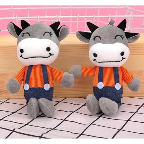 2021 Ox Year Cartoon Cow Plush Doll Pendant Stuffed Toy Keychain Bag Ornament