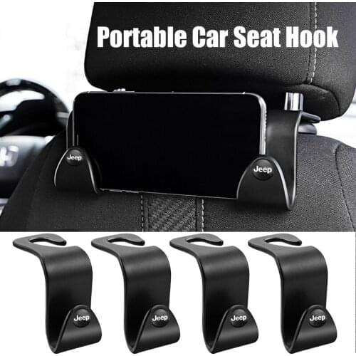 2/4Pcs Portable Car Seat Back Hook Holder Hanger Bag Cloth Interior Accessories For Jeep Compass Wrangler Grand Renegade Patriot