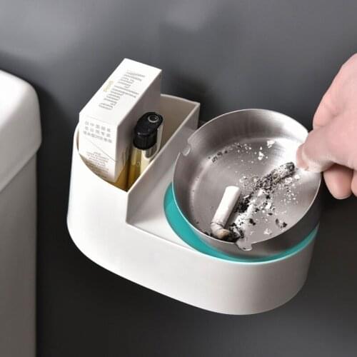 Practical Toilet Bathroom Wall Mounted Ashtrays Stainless Steel Ashtray Holder For Home Office CLH@8