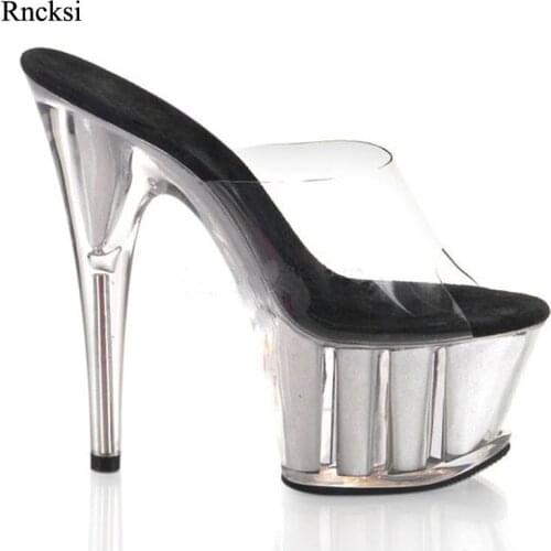 Rncksi Stylish 15cm high heel sandals with transparent soles in fashionable colors for a new sexy womens style Slippers