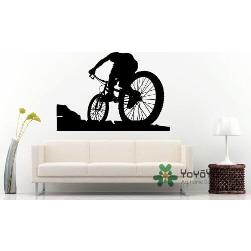 Removable Bicycle Rider On A Mountain Wall Sticker Bicycle Sport Wall Decal Vinyl Mural Room Decoration accessories NY-99