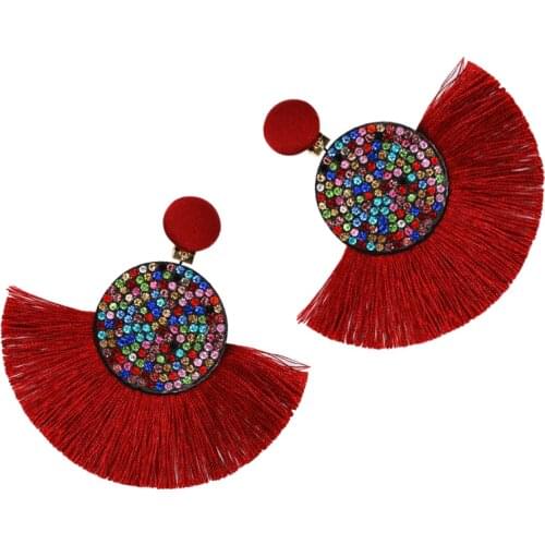 Colorful Crystal Tassel Clip on Earrings for No Pierced Women Charm Earrings Fashion Jewelry Wedding Statement Fringe Ear Clips