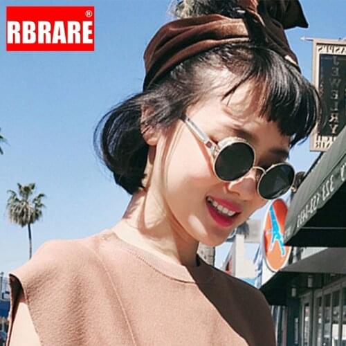 RBRARE Retro Round Frame Sunglasses Woman Metal Spring Prince Mirror Reflective Colorful Mirror Sunglasses Men Steampunk Glasses