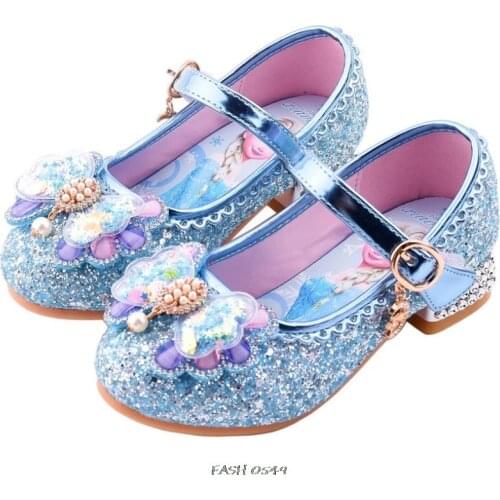 Disney Frozen Elsa Princess Kids High Heels Shoes Kids Dress Party Leather Shoes Girls Childrens Shoes Enfants Wedding for Girl