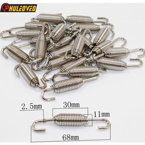 Universal Silver/Blue 100pcs/Lot Stainless Steel Springs Hooks for Motorcycle Exhaust Muffler Escape Header Middle Link Pipe