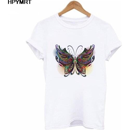 Women Lady Cartoon Butterfly Elegant Summer T Shirt Clothes Short sleeve Tshirt Tee Womens Top Female Printing Graphic T-shirt