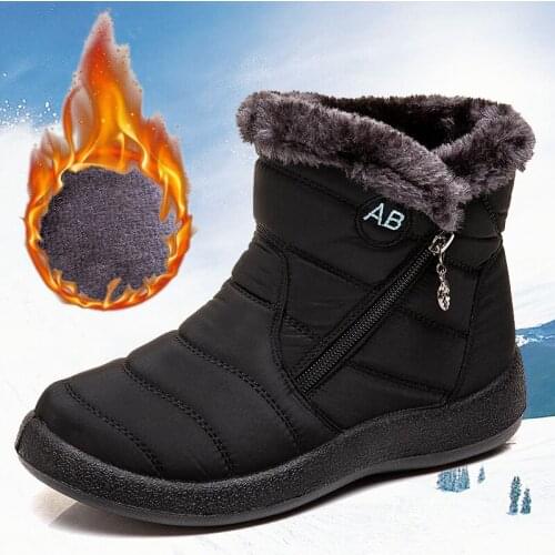 Winter new warm waterproof ladies snow boots female side zipper waterproof cotton boots casual womens shoes Large size 35-44