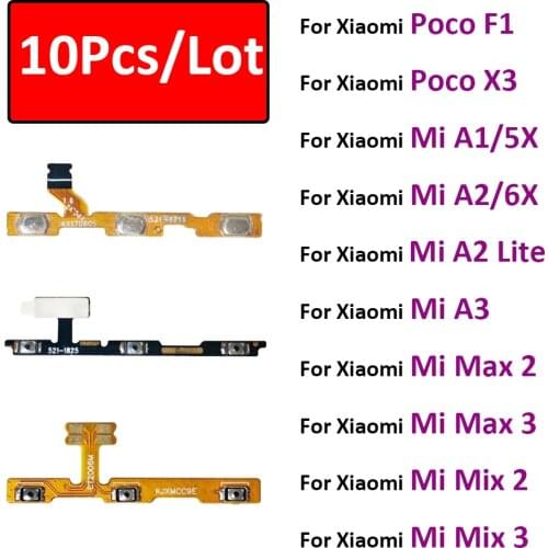 10pcs,For Xiaomi Note 10 Pro Poco X3 F1 Mi A3 A1 5X 6X A2 Max2 Max 3Mix 2 3 Volume key button Power Switch On Off Control