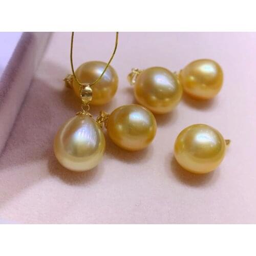 18K Gold AU750 Metal 10-11mm Big Size Real Gold Southsea Pearl Pendant Jewelry Nice Party Wedding Gift