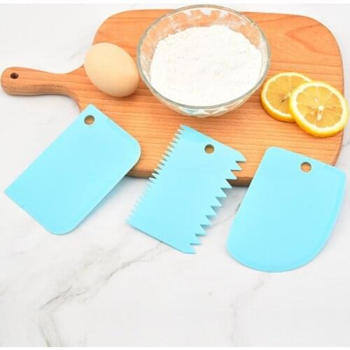 3PCS Pastry Cutters Dough Cake Cutter Slicer Spatula for Cake Cream Scraper Pizza Fondant Tools Butter Knife Edge DIY Smoother