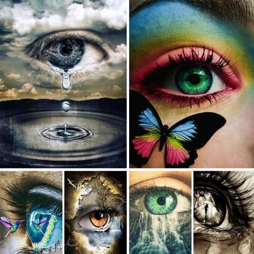 Diamond Embroidery Mosaic Art Eyes Craft Full Drill 5D DIY Diamond Painting Portrait Landscape Cross Stitch Kit Home Decoration