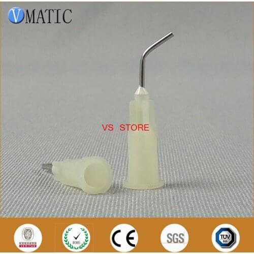 Free Shipping 100Pcs 19G 45 Bent Degree 0.5'' Pre-Bent Dispenser Needle Tip 1/2 Inch