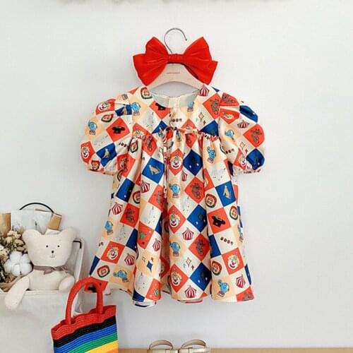 Kids Dresses For Girls 2021 Summer New Girls Dress Childrens Square Pattern Dress Baby Little Girls Clothes