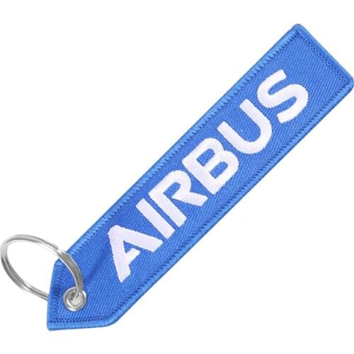 REMOVE BEFORE FLIGHT Double-sided Embroidery AIRBUS Keychain Aviation Key Chain Gift Porte Clef Blue Keychain for Flight Crew