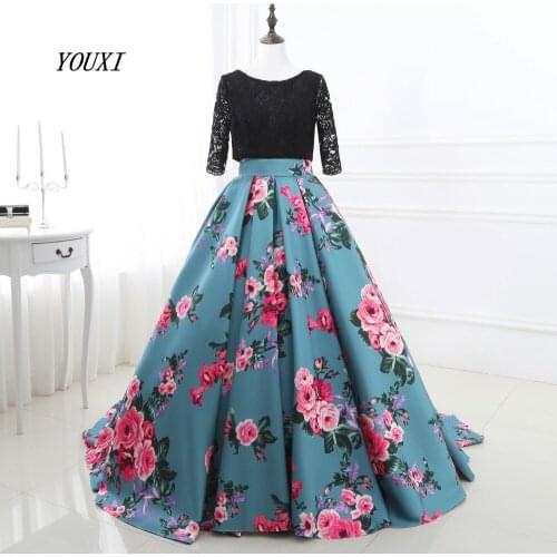 Elegant Long Evening Dresses 2019 Long Sleeve Robe De Soiree Embroidery Flowers Black Turkish Kaftan Vestido Gowns