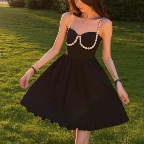 Elegant Evening Party Mini Dress Women Black Casual Beach Strap Dress Summer 2021 Bodycon Backless Sexy Korean Fashion Clothing